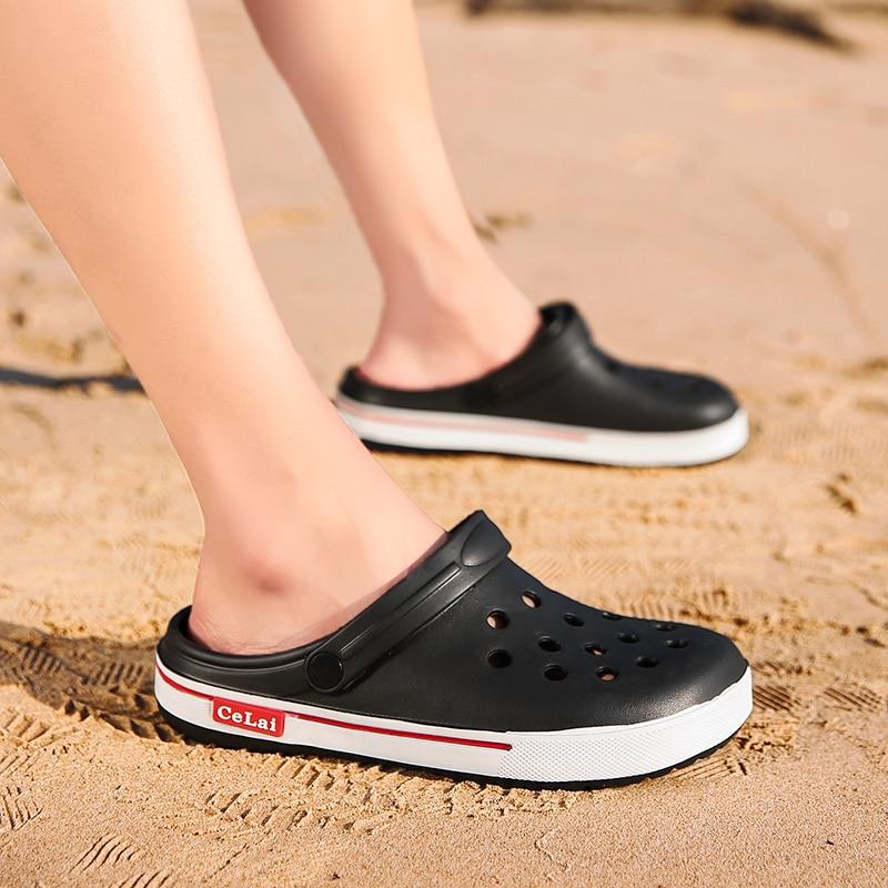 PULOMIES zapatillas de hombre de verano, sandalias zuecos de masaje calzado para jardín al aire libre hombres sandalias de piscina toboganes de baño Mules zapatillas de playa
