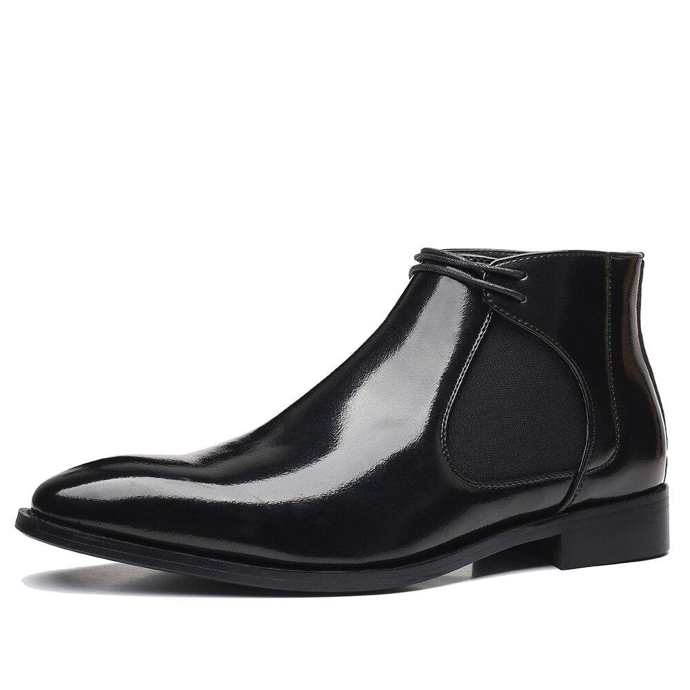 Mænd støvler sko ankelstøvler vintage komfortable chelsea støvler herre slip on luksus sko: Sort / 46