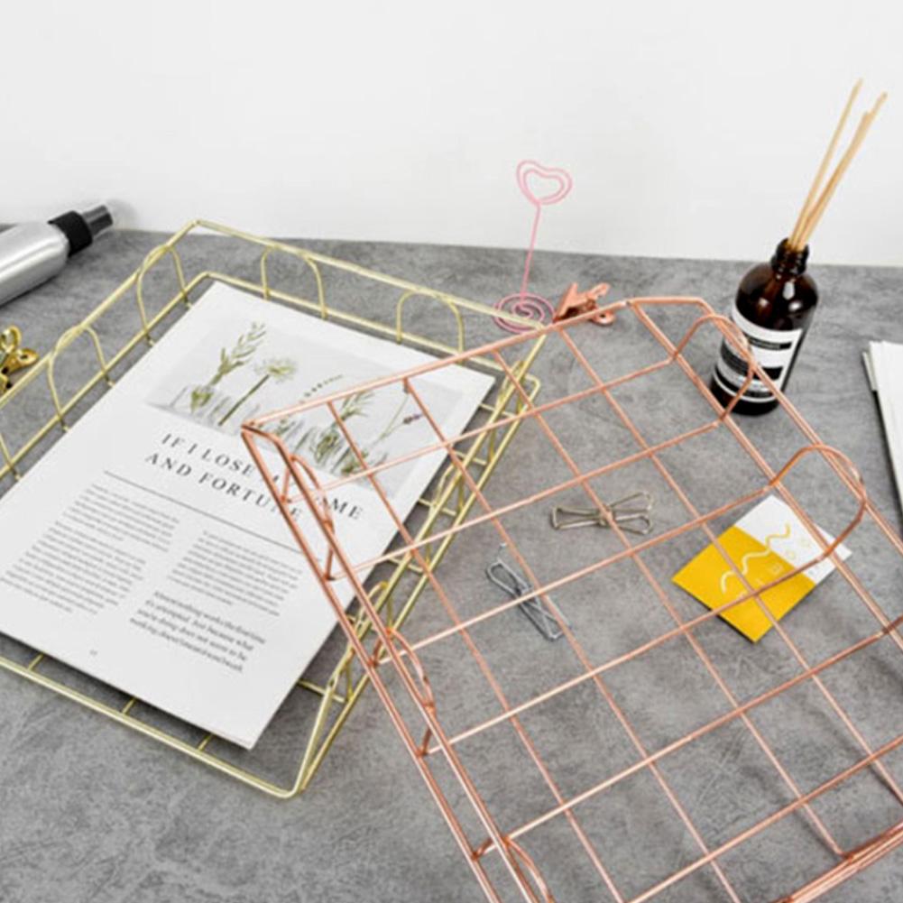 Iron Grid File Storage Shelf Holder Filing Tray Desktop Rack Office Organizer High Iron Smooth Sturdy and Durable