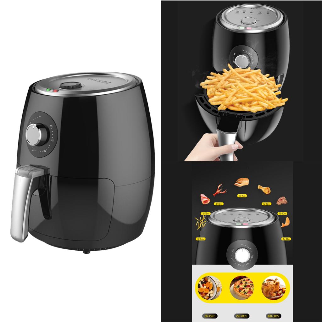 Air Fryer with Air Circulation System 30 Minute Timer for Healthy Oil Free or Low Fat Cooking 1350W 3.8L Black