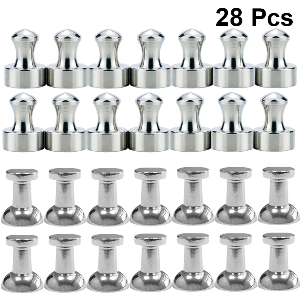 28Pcs Staal Magnetische Push Pins Sterke Magneten Voor Koelkast Badkamer Keuken Locker Klaslokaal Industriële Kantoor Hanger (D11x13 En