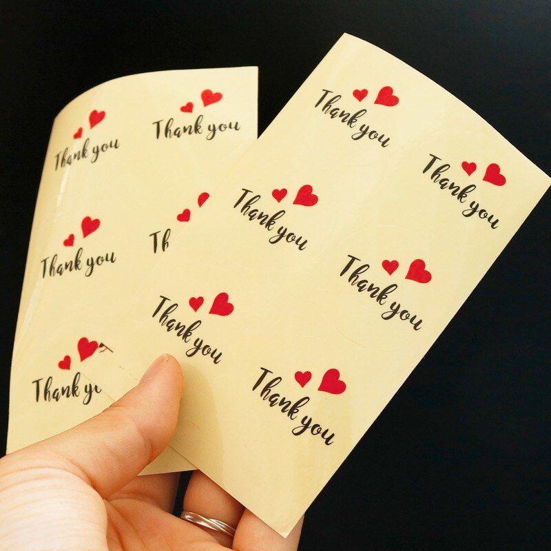 60pcs Transparent Thank you Stickers Round Red Heart PVC Stationery Stickers Scrapbooking Diary Deco Seal Stickers