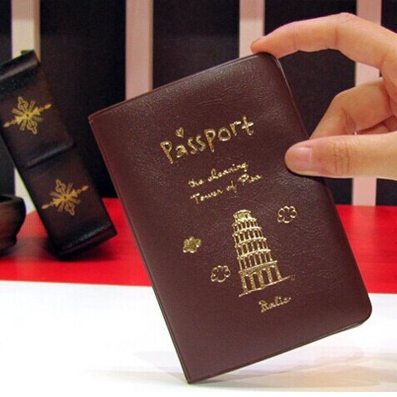 Rejse pas dækningskort kvinder mænd holder pu læder taske beskytter bærbar kreditkort rejse id & dokument pas indehaver: Kaffe