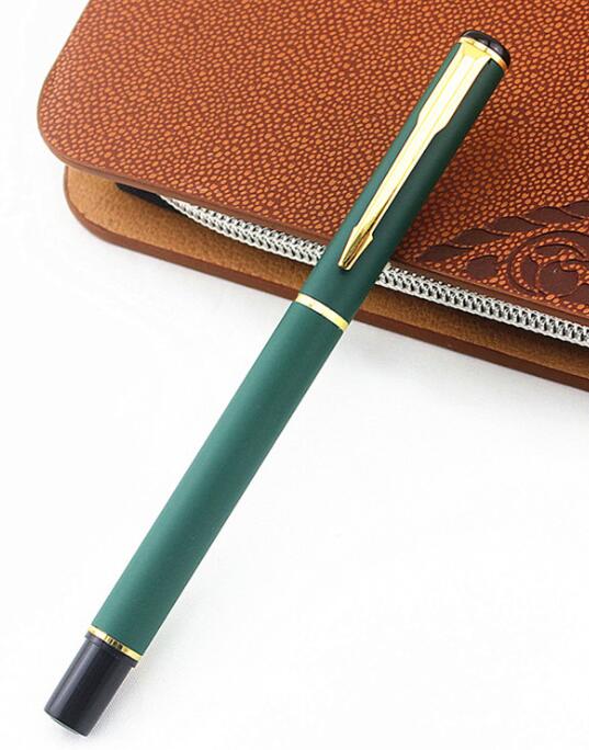 Gel pen Rollerball Pen green Golden Business Metal Ballpoint Pens for school Golden Clip Gold: W