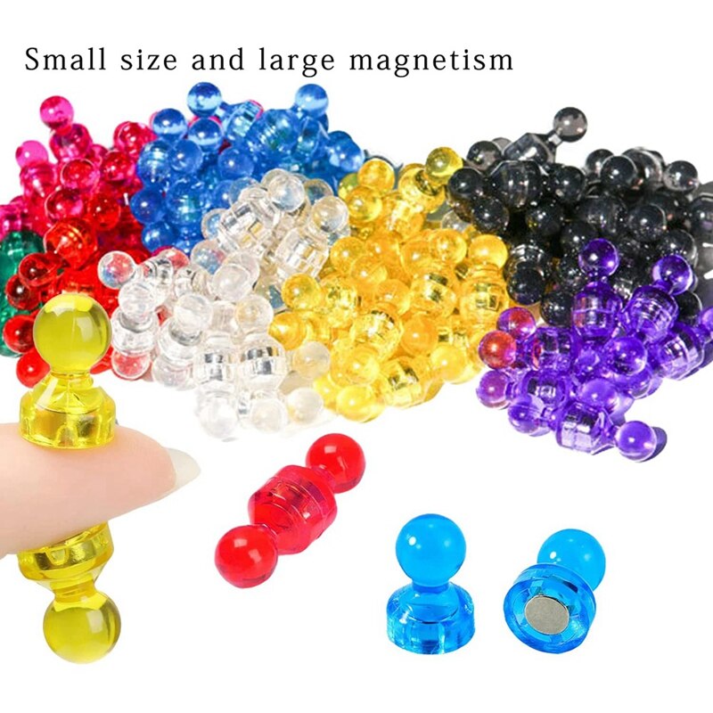 144 Pieces 8 Color Whiteboard Magnets,Push Pin Magnets,Suitable for Fridge Dry Erase Boards,Whiteboards,Homes,Kitchens