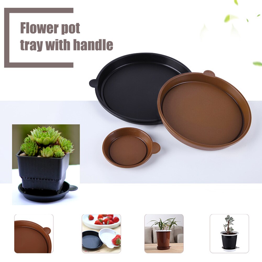 5pcs Solid Indoor Outdoor Round Flower Pot Home Garden Balcony With Handle Waterproof Durable Container Drip Tray Plant Saucer