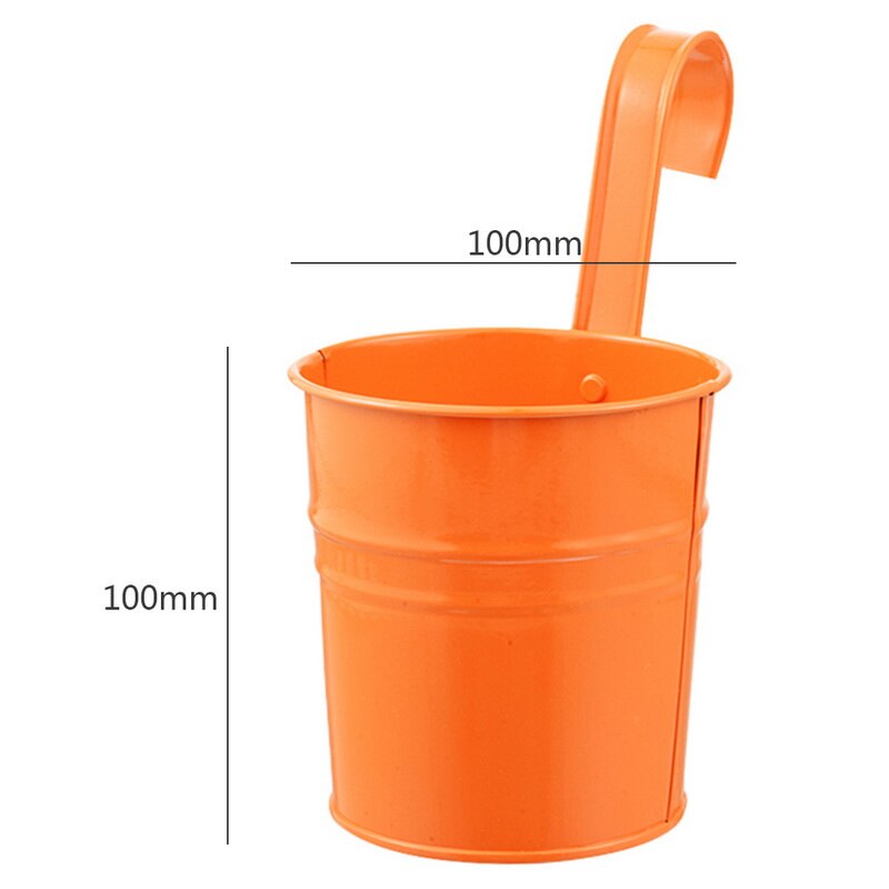 Aftagelige hængende blomsterpotter krog vægkrukker havekrukker balkon plantekasser metal spand blomsterholdere boligindretning 10 farver: A-orange