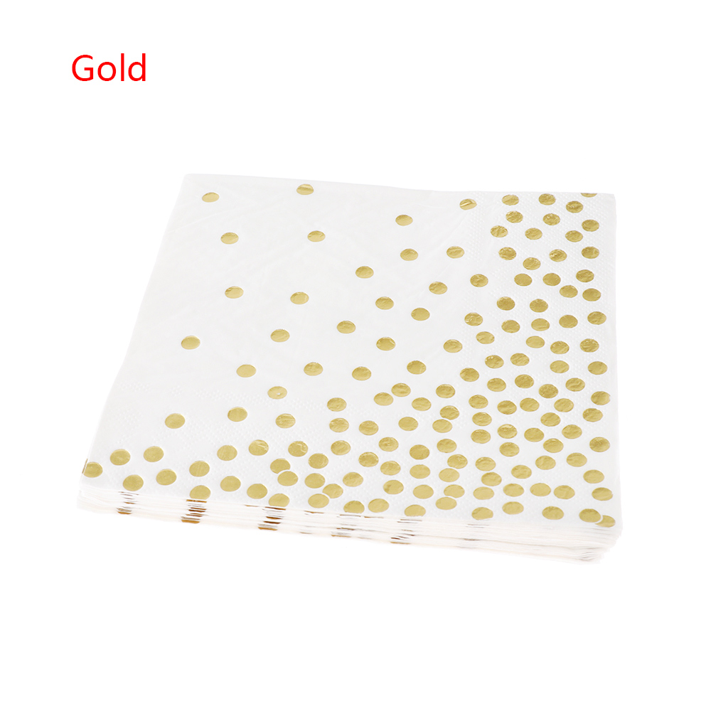 Servilleta de papel 20 piezas de papel rosa dorado con puntos para niños y niñas, servilletas decorativas para fiestas: gold