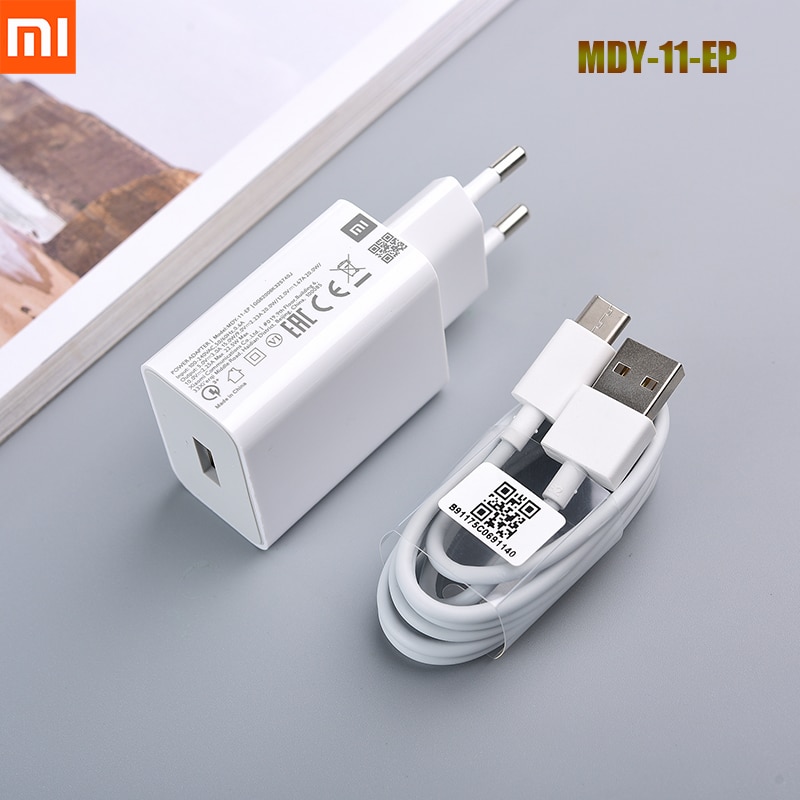 Original Xiaomi MDY-11-EP EU Fast Charger 22.5W QC 3.0 USB Adapter 100CM Type C Fast Charging Cord For MI 10 9 Lite Redmi 9A 9C