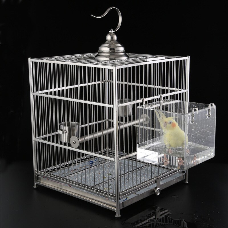 Bañera de baño transparente para pájaros, acrílica para aves enjauladas, Cockatiel, limpieza de baño para mascotas JS23