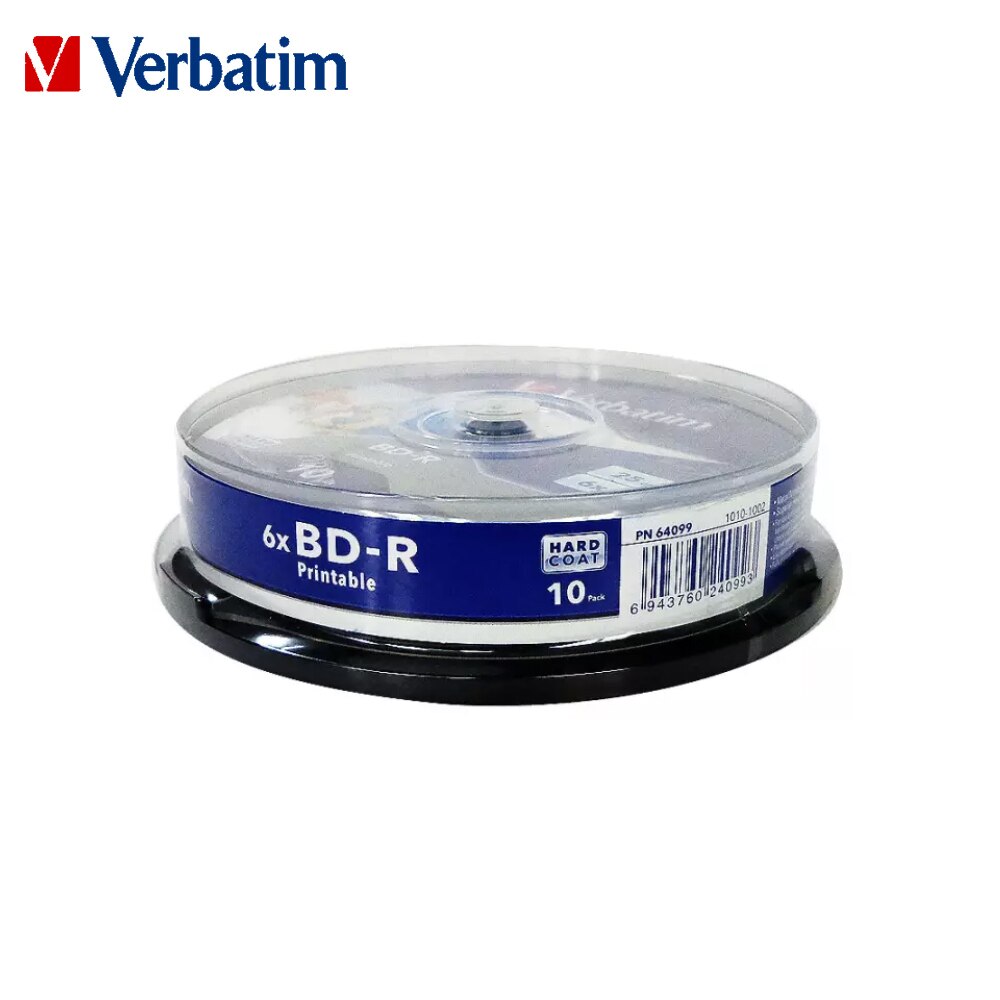 Original Verbatim 6X Blu-ray BD-R 25GB Blank Disc Recordable Media Unprintable Lots Blue Ray Disk Compact Storage blu ray player