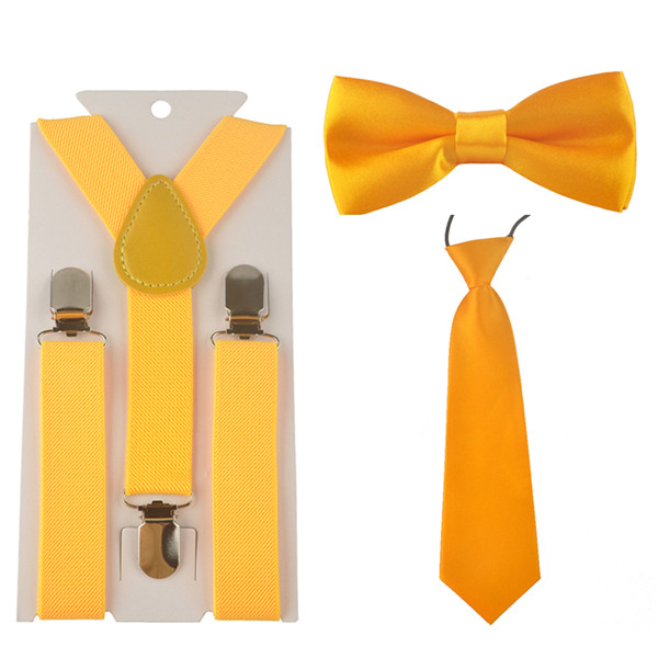 3Stck Schule Jungen mädchen freundlicher freundlicher befestigen elastische Hosenträger für hemd suspensorio Krawatte Bowties schmetterling Krawatte einstellen TR0001: Gelb