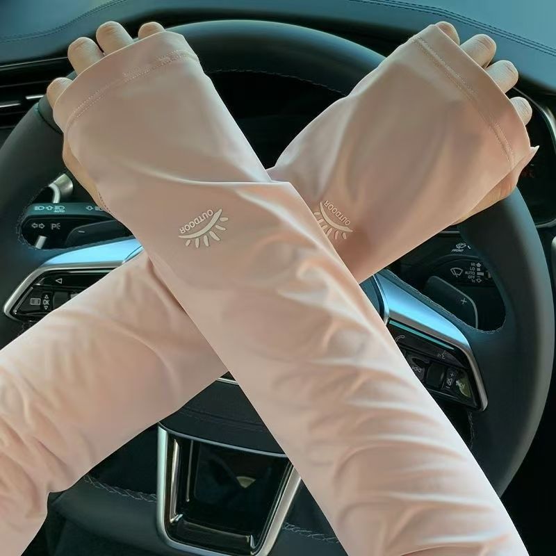 Women's Ice Sleeves, Summer Ice Silk Sun Protection Sleeves, UV Protection for Cycling and Driving, Loose Sun Protection Sleeves: Pink