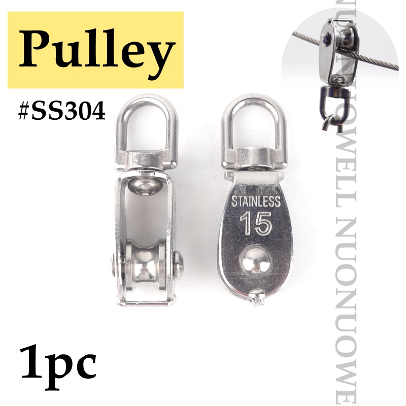SS304 Installation Zubehör Sonnensegel Armaturen Halter Spannschloss Pulley Set Weichen Draht Seil Snap Haken Volle Ausrüstung: Pulley-1pc