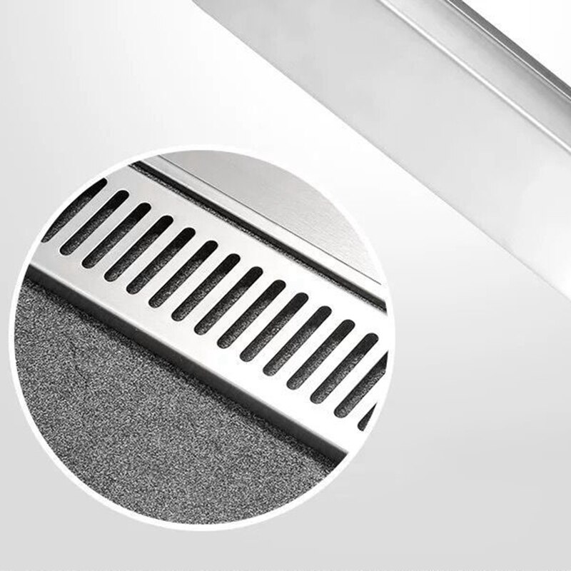 Rectangular Linear Shower Floor Drain Long Linear Drainage Channel Drain for Hotel Bathroom Kitchen Floor 20cm