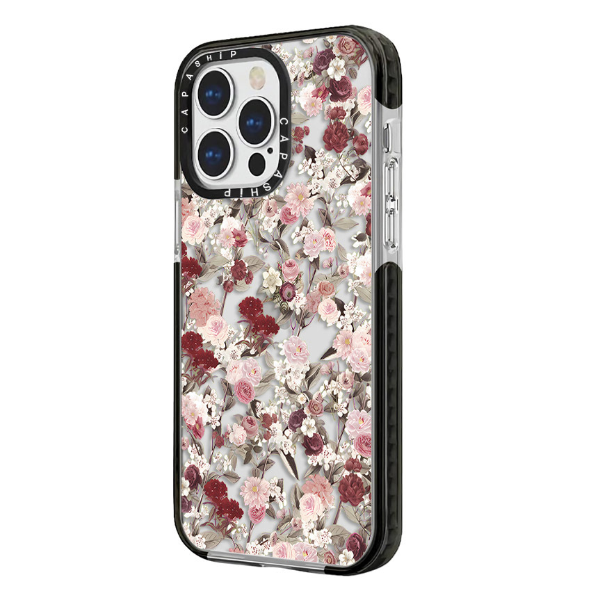 Funda pequeña de flores rosas rojiza para iPhone 16 15 14 13 12 11 Pro X XS XR Max 7 8 Plus SE, funda trasera suave de TPU a prueba de golpes