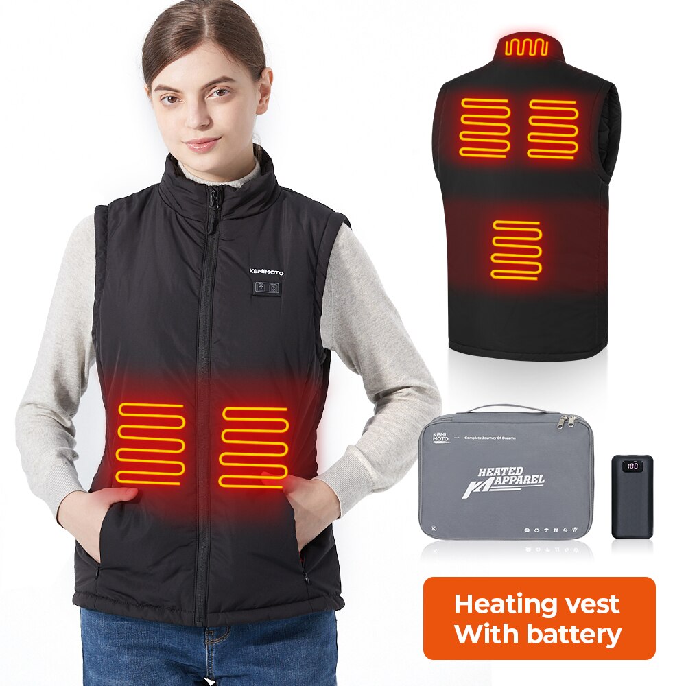 KEMIMOTO Winter Heated Jacket USB Heated Vest Battery Temperature Adjustable For Motorcycle Skiing Bike Hiking Washable: Type A Female / S