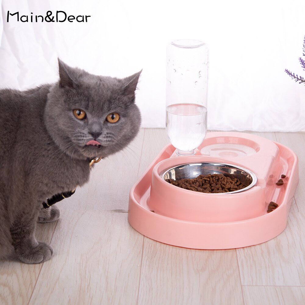 Comedero de agua automático para gatos y perros, cuenco doble Universal no húmedo, Para evitar salpicaduras de comida, cuenco para mascotas,