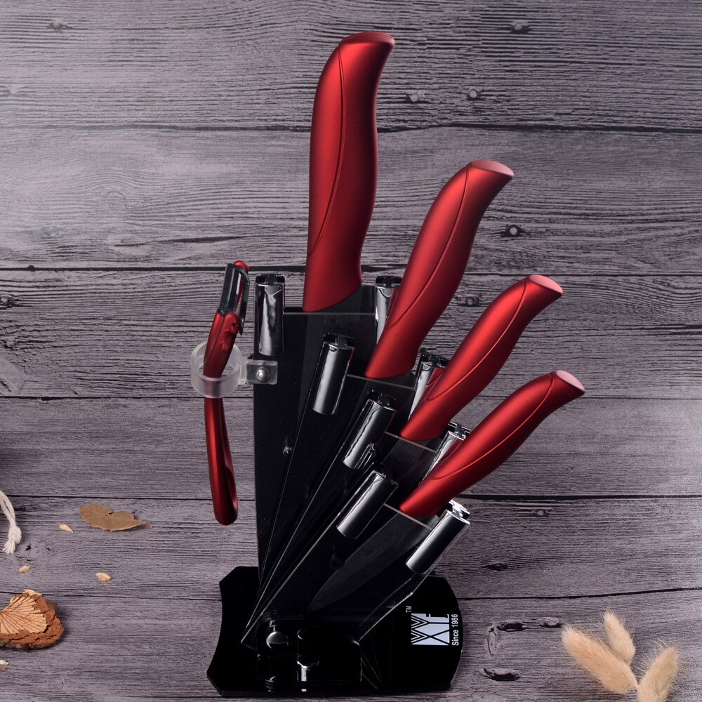 Xyj keramiska knivar 6 stycken set 3 4 5 6 tums kockkniv antibakteriell flerfärgshandtag köksredskap