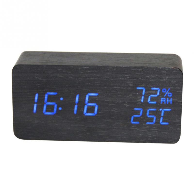 Bedroom Alarm Clock Home Bedside Desktop Wood Alarm Clock Living Room Multifunction Electronic LED Display Desk Alarm Clock