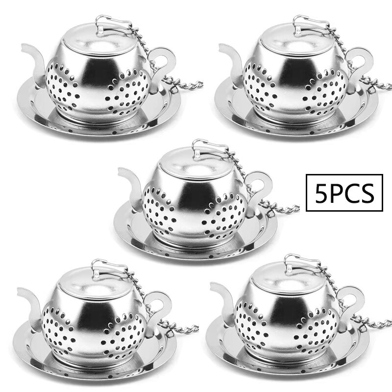 Infusore per tè filtro a forma di teiera in acciaio inossidabile Set da tè filtro strumento per la preparazione del tè filtro in acciaio inossidabile accessorio per utensili da cucina: Small plate sets