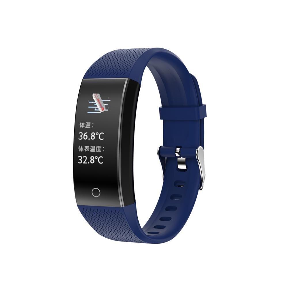 Bluetooth  qw18t smartklocka ios/android herr dam vattentät smartklocka intelligent kroppstemperaturtest sportklocka pk  e66: Blå
