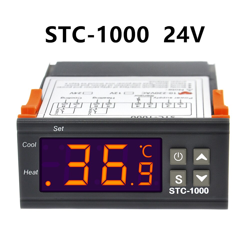 Digital Thermostat Temperature Controller STC-1000 STC-3008 STC-3028 Thermometer Sensor Hygrometer 12V 24V 220V 50%off: STC-1000  24V