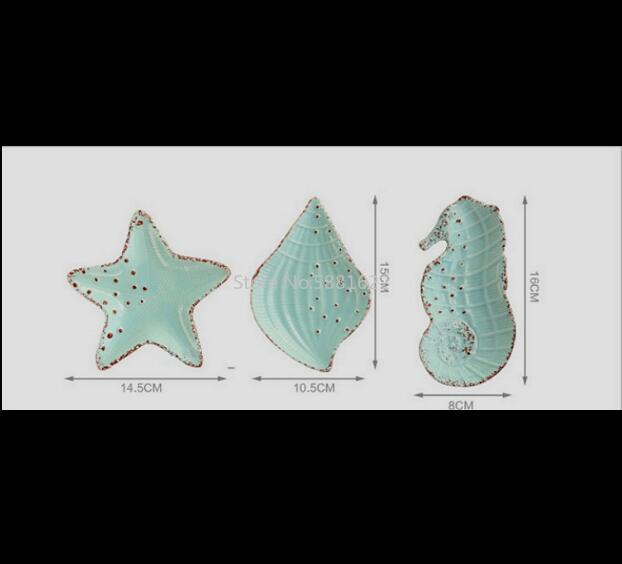 Mediterranean Ceramic Small Fruit Plate Dessert Box Dish Starfish Dish Conch Dish Tableware Dried Fruit Plate