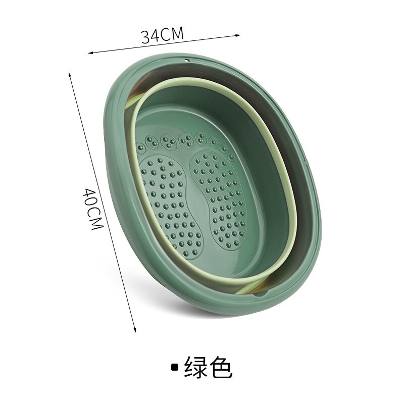 Household Foldable Foot Bath Bucket Plastic Adult Foot Massager Basin Portable Laundry Retractable Bucket: Green