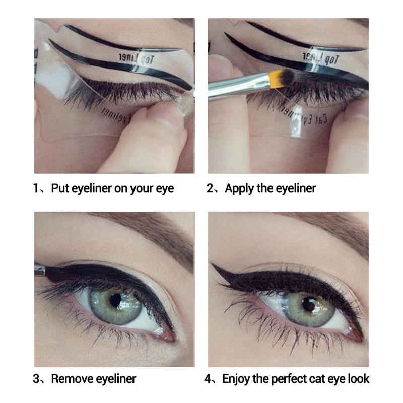 Rorasa 10 stk eyeliner stencil makeup cat liner pro makeup værktøj eyeliner øjenskygge stencils multifunktion skabelon