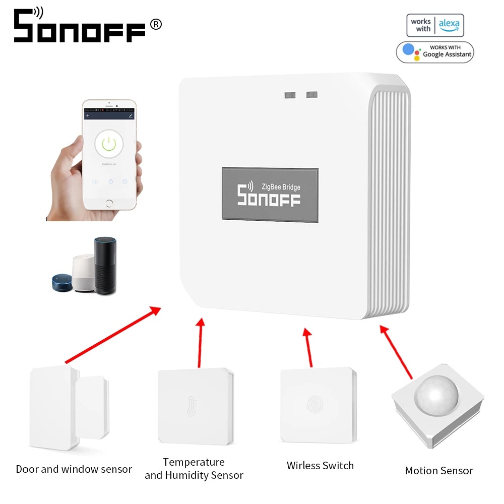 SONOFF Zigbee Bridge Temperature And Humidity Sensor Motion Sensor Window Sensor Zigbee Switch Smart Home Work With Google Home