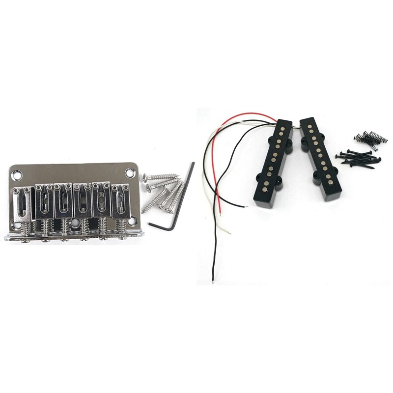 Fixed Bridge 6 Saddle Electric Guitar Top Loading Bridge with Ceramic Open Style 5 String JB Bass Pickup: Default Title