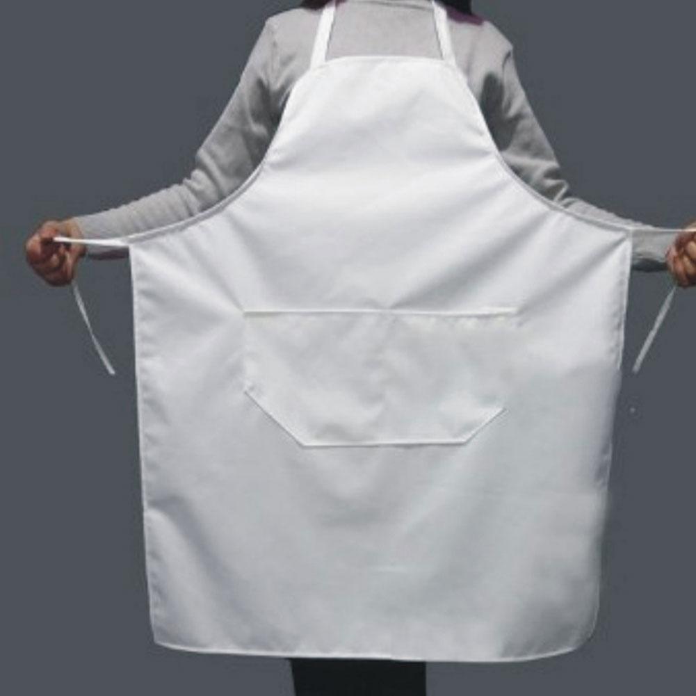 Delantal de trabajo de limpieza blanco, de fácil uso delantal de cocina, ropa de Chef para hornear con bolsillos, cocina casera, Unisex