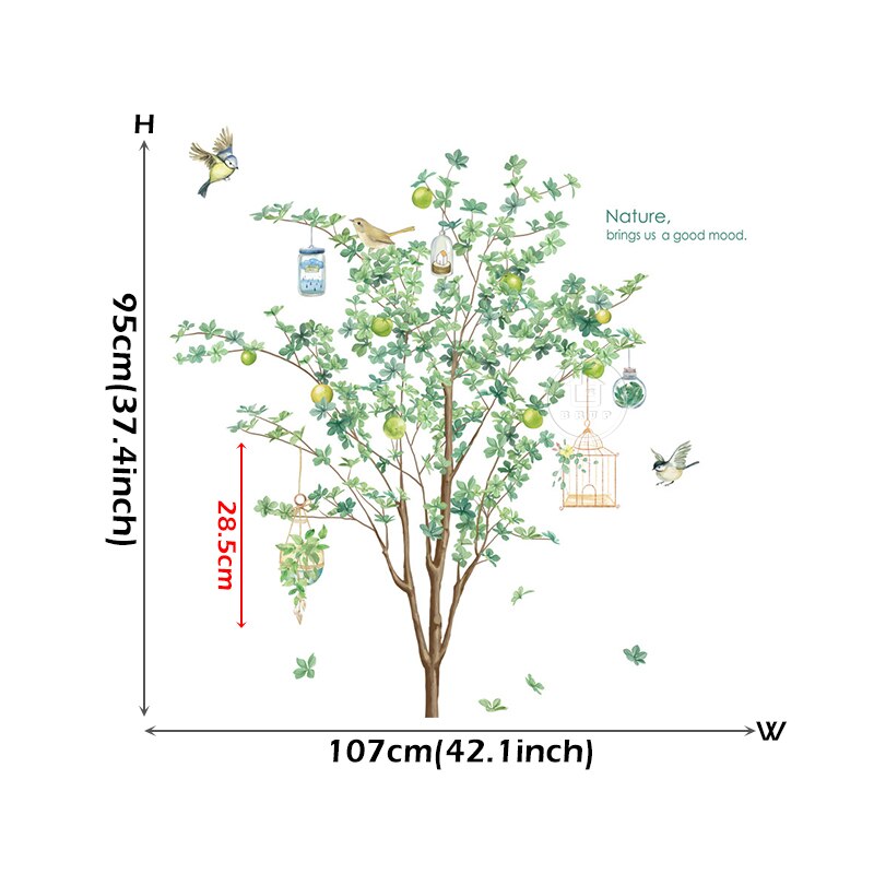 Brup Aquarel Tropische Bos Dier Muurstickers Kinderkamer Muurstickers Voor Kinderkamer Decoratieve Sticker Diy Muurstickers: Tree3
