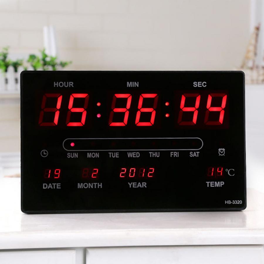 Electronic Digital LED Calendar Clock Time Temperature Display EU Plug 110-220V Voice Control LCD Screen Thermometer Clocks