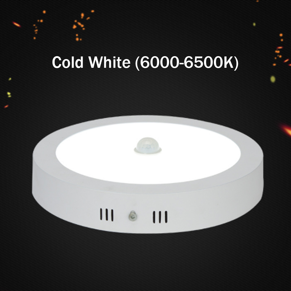[DBF]Human Motion Sensor Surface Mounted LED Ceiling Light No Cutout 6W 12W 18W 24W Round/Square Ceiling Lamp for Indoor Decor