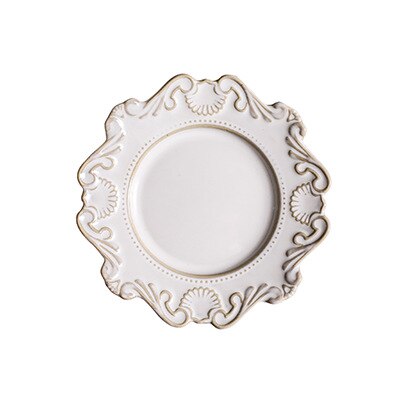 Kreative Barock Keramik Geschirr Gericht Westlichen Lebensmittel Erzähler Salat Schüssel Suppe Schüssel Weiß Glasur Geprägt Juni Teng Serie: TZ-233A60 Weiß