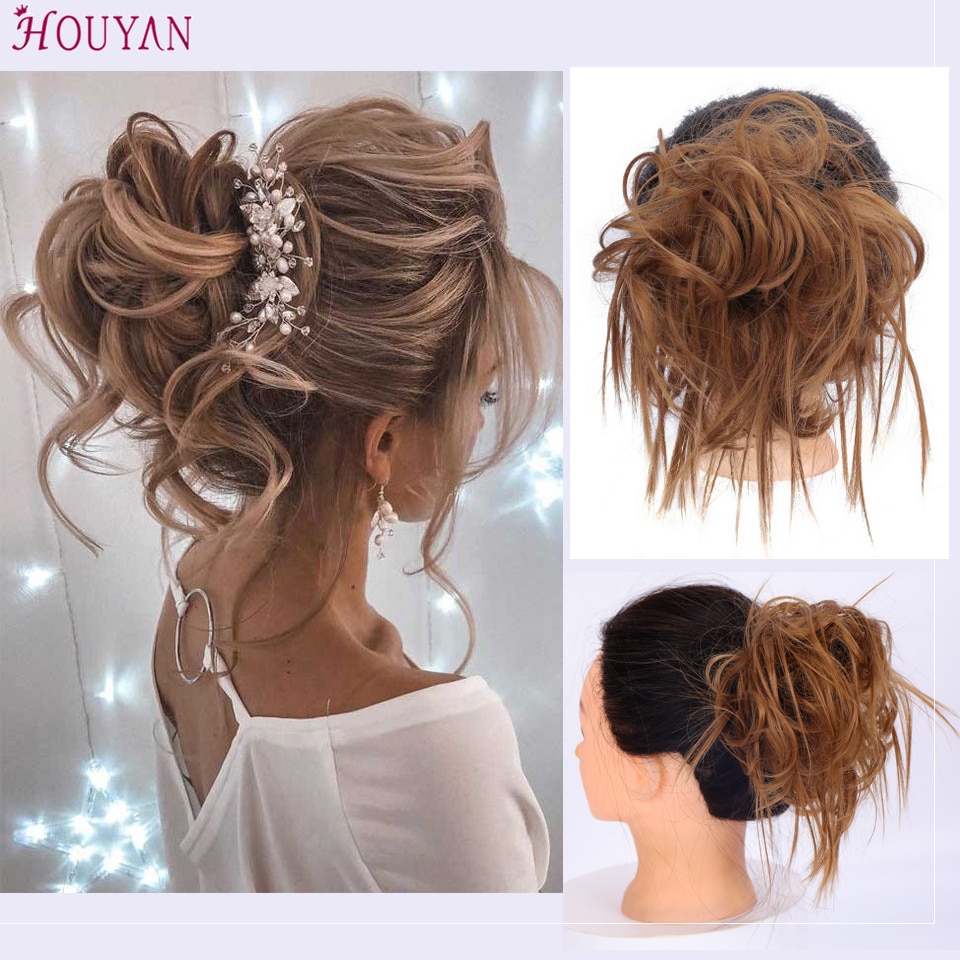 HOUYAN Chaotisch Elegante Braut Brautjungfer Chignon Krapfen Haar Brötchen Chaotisch Hochsteckfrisur Frisuren Haar Brötchen Chignon Krapfen