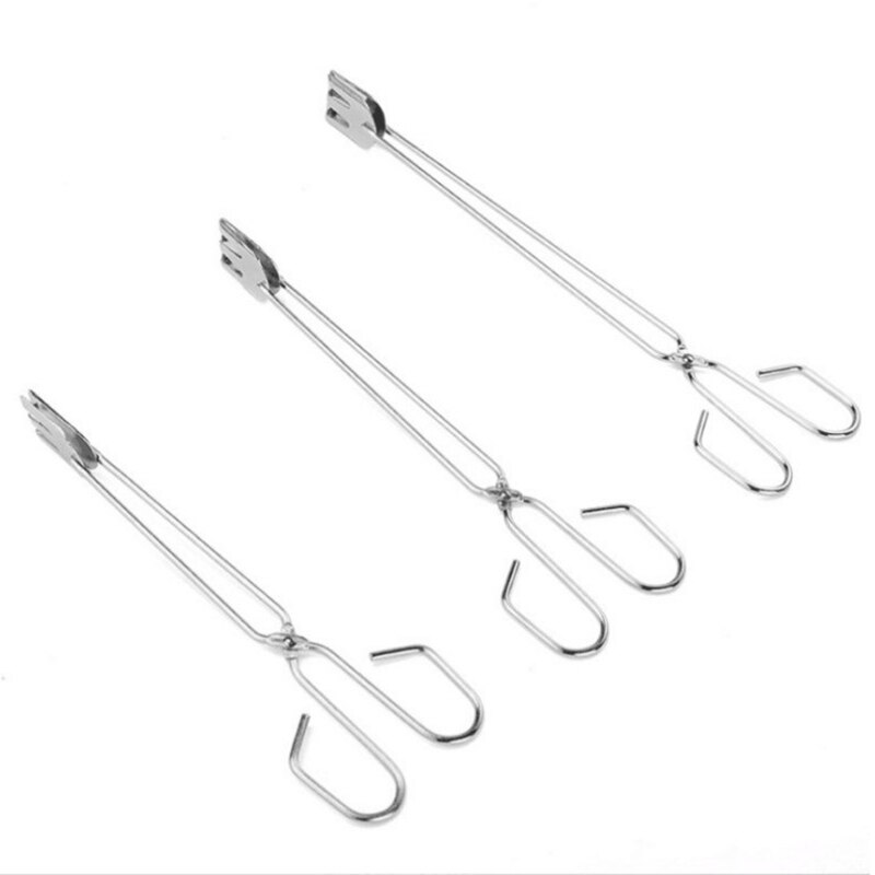 1pc Barbecue Carbon Clip Long Handle Tongs Stainless Steel Oven Charcoal