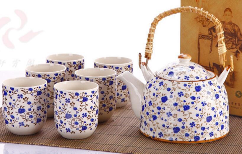 Keramikk 7 stk te sett  (1 tekanne seks tekopper) te sett drinkware kinesisk porselen kungfu te verktøy