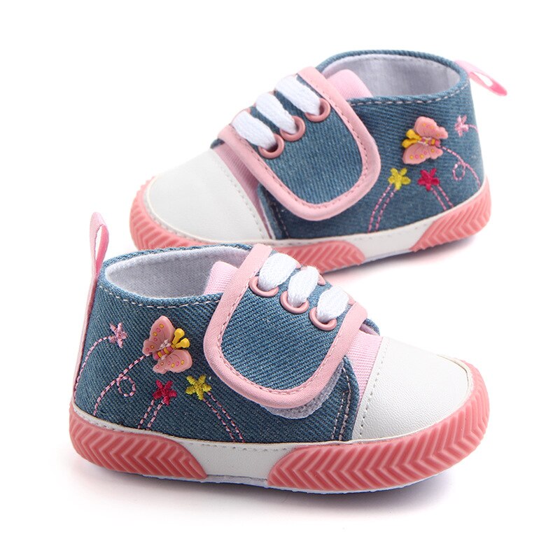 Baby sko sneakers sommerfugl blomst stjerne print lærred baby pige sko bløde skridsikre sål nyfødte småbørn første vandrere