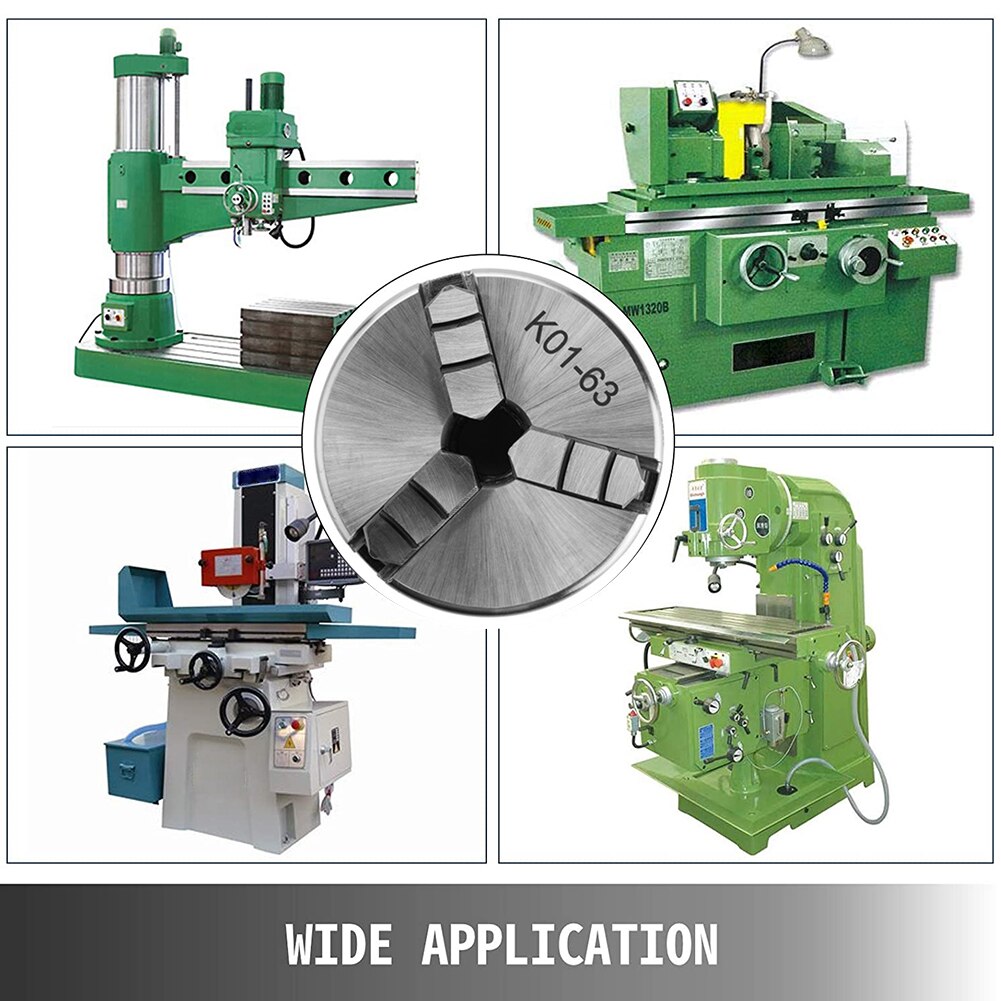 2.5inch Rotary Lathe Chuck Set Self Centering Accessories With Assistance Handle Woodworking Manual Machine Tool 3 Jaw Steel