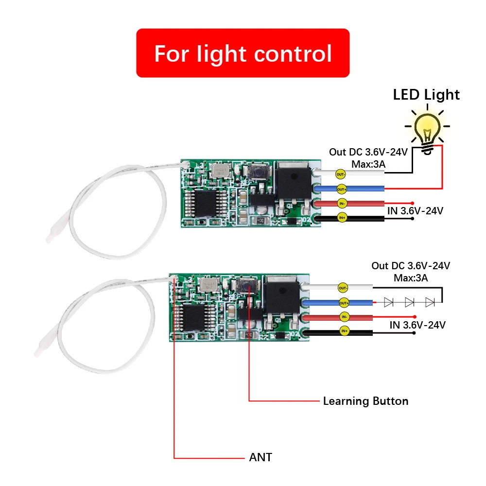 QIACHIP 433MHz bezprzewodowy pilot RF DC12V 5V 24V moduł przełącznik odbiornik moduł 433.92MHz z nadajnikiem dalekiego zasięgu światło