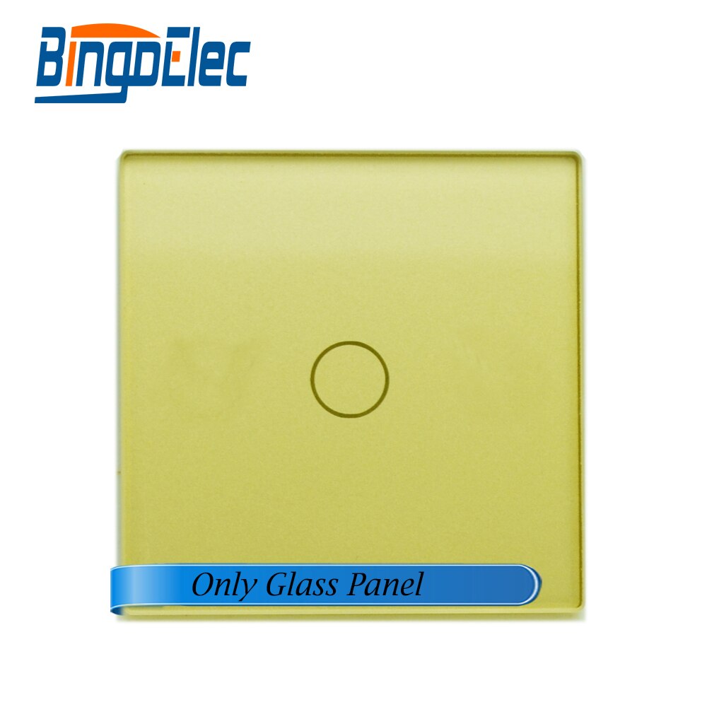 Panel glass, can be used with Bingoelec socket module and any frame, switch module, providing assembly and customization service: 1G Glass Gold