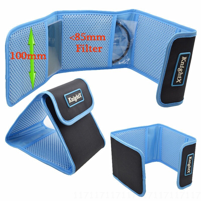 KnightX Obiettivo Della Protezione della Cassa Del Raccoglitore Del Sacchetto Filtro per 49mm-77mm Del Supporto Del Sacchetto UV CPL per Il Supporto Del Sacchetto UV CPL Anello di colore serie di cokin p: blu 3 Pockets borsa