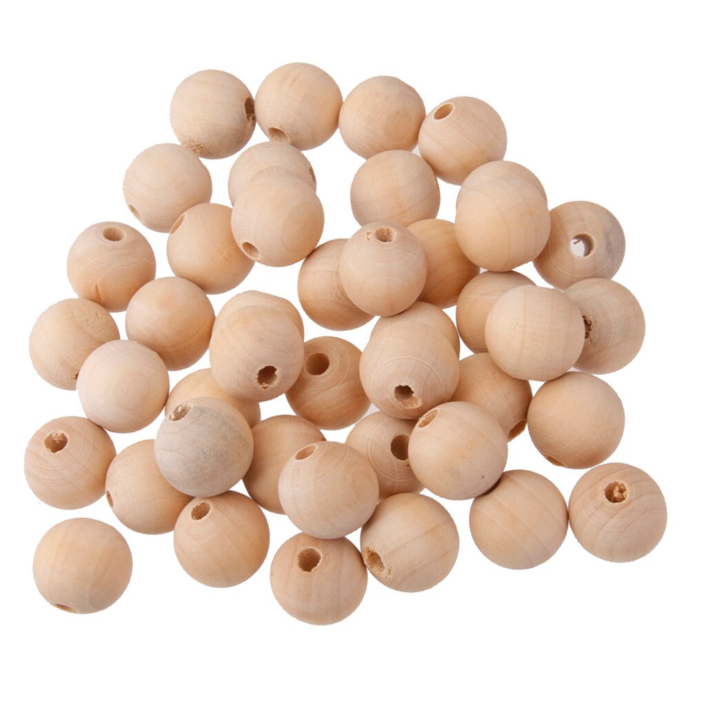 Fityle 50 Uds. Cuentas artesanales de madera Natural sin pintar DIY costura joyería hacer hallazgos artesanía para la decoración de la del hogar