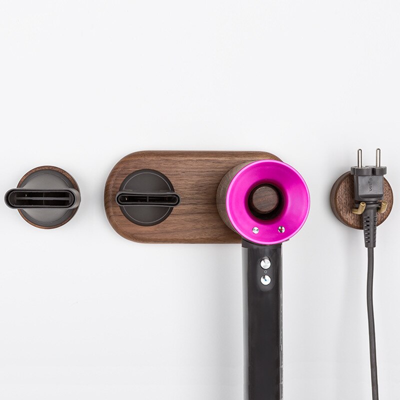 Nordic Wooden Hair Dryer Holder Sundries Wall-mounted Rack Multi-function Bathroom Storage Organizer Home Decoration Accessories