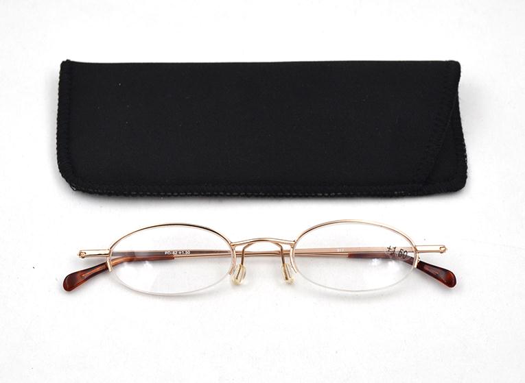Pequeño Oval borde Semi pluma Gafas de lectura para los hombres y las mujeres Gafas lupa Gafas con montura metálica Gafas enviar con el caso L2: +150