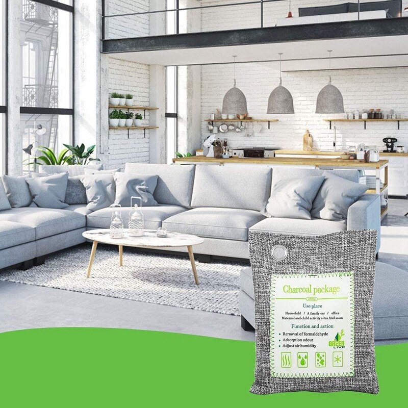 Aktywowany bambusowy węgiel drzewny torby 6 paczek (1200G) naturalne przyjazne dla środowiska dla domu, samochodu, szafy, obuwia.