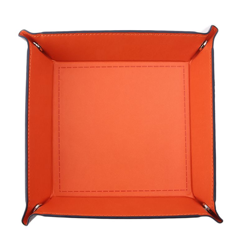 Faltbare Desktop Storage Box PU Leder Viereck Tablett DND Würfel Schlüssel Münze Box Whosale &